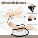 Outdoor 2 Persons Rocking Chaise Lounge with Canopy and Wheels-Beige by LJGDeals