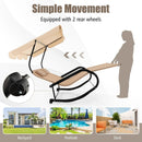 Outdoor 2 Persons Rocking Chaise Lounge with Canopy and Wheels-Beige by LJGDeals
