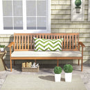 Outdoor 3-Seat Wood Bench with Seat Cushion and Slatted Seat-White by LJGDeals