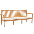 Outdoor 3-Seat Wood Bench with Seat Cushion and Slatted Seat-White by LJGDeals