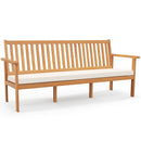 Outdoor 3-Seat Wood Bench with Seat Cushion and Slatted Seat-White by LJGDeals