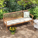 Outdoor 3-Seat Wood Bench with Seat Cushion and Slatted Seat-White by LJGDeals