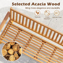 Outdoor 3-Seat Wood Bench with Seat Cushion and Slatted Seat-White by LJGDeals