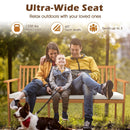 Outdoor 3-Seat Wood Bench with Seat Cushion and Slatted Seat-White by LJGDeals