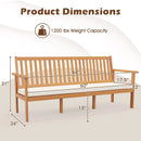 Outdoor 3-Seat Wood Bench with Seat Cushion and Slatted Seat-White by LJGDeals