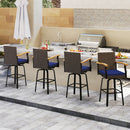 360° Swivel Outdoor Bar Stool with Cushion & Wood Armrests