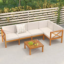 Outdoor 6 Pieces Acacia Wood Patio Sectional Furniture Set-Off White by LJGDeals