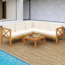 Outdoor 6 Pieces Acacia Wood Patio Sectional Furniture Set-Off White by LJGDeals