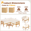 Outdoor 6 Pieces Acacia Wood Patio Sectional Furniture Set-Off White