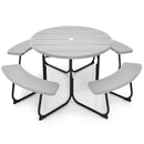 8-Person Outdoor Picnic Table and Bench Set with Umbrella Hole