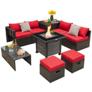 Outdoor 9 Pieces Patio Furniture Set with 50 000 BTU Propane Fire Pit Table by DirectDeals