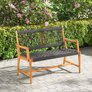 Outdoor Acacia Wood Bench with Rope Woven Backrest and Armrests for 2-Person by LJGDeals