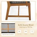 Outdoor Acacia Wood Bench with Rope Woven Backrest and Armrests for 2-Person by DirectDeals