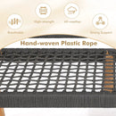 Outdoor Acacia Wood Bench with Rope Woven Backrest and Armrests for 2-Person by DirectDeals
