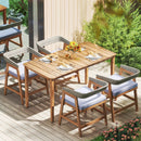 Outdoor Acacia Wood Patio Wicker Dining Chairs Set of 4 with Seat Cushion-Gray by LJGDeals