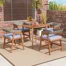 Outdoor Acacia Wood Patio Wicker Dining Chairs Set of 4 with Seat Cushion-Gray by LJGDeals