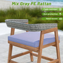 Outdoor Acacia Wood Patio Wicker Dining Chairs Set of 4 with Seat Cushion-Gray by LJGDeals