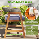 Outdoor Acacia Wood Patio Wicker Dining Chairs Set of 4 with Seat Cushion-Gray by LJGDeals