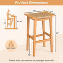 Outdoor Acacia Wood Bar Stools Set of 2 with PE Rattan Seats and Backrests by LJGDeals