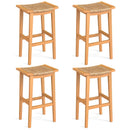 Outdoor Acacia Wood Bar Stools Set of 2 with PE Rattan Seats and Backrests by LJGDeals