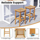 Outdoor Acacia Wood Bar Stools Set of 2 with PE Rattan Seats and Backrests by LJGDeals