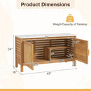 Outdoor Acacia Wood Storage Cabinet Outside Tool Cabinet with Fax Marble Top by LJGDeals