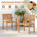 Outdoor Acacia Wood Patio Dining Chairs Garden Seating Chairs with 400 lbs Capacity by LJGDeals