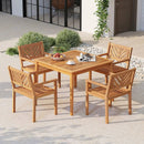 Outdoor Acacia Wood Patio Dining Chairs Garden Seating Chairs with 400 lbs Capacity by LJGDeals