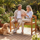 2-Seater Acacia Wood Garden Bench with Backrest & Armrests by DirectDeals