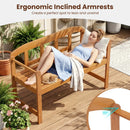2-Seater Acacia Wood Garden Bench with Backrest & Armrests by LJGDeals