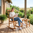 Acacia Wood Rocking Chair with High Back for Patio by LJGDeals