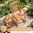 Acacia Wood Rocking Chair with High Back for Patio by LJGDeals