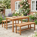 Acacia Wood Patio Bench for 2 with Slatted Seat by LJGDeals