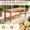 Acacia Wood Patio Bench for 2 with Slatted Seat by DirectDeals