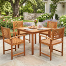 Acacia Wood Patio Dining Chairs - Set of 2