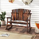 Outdoor Adirondack Rocking Chair for Adults with High Back and Slatted Seat-Brown by LJGDeals