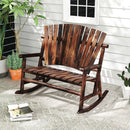 Outdoor Adirondack Rocking Chair for Adults with High Back and Slatted Seat-Brown by LJGDeals