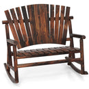 Outdoor Adirondack Rocking Chair for Adults with High Back and Slatted Seat-Brown by LJGDeals