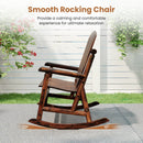 Outdoor Adirondack Rocking Chair for Adults with High Back and Slatted Seat-Brown by LJGDeals