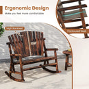 Outdoor Adirondack Rocking Chair for Adults with High Back and Slatted Seat-Brown by LJGDeals