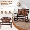 Outdoor Adirondack Rocking Chair for Adults with High Back and Slatted Seat-Brown by LJGDeals