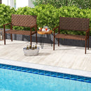 Outdoor All Weather Bench with Solid Rubber Wood Frame and Hand Woven PU Leather-Brown by LJGDeals