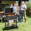 Outdoor BBQ Charcoal Grill with 2 Foldable Side Table and Wheels by LJGDeals