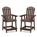 HDPE Patio Chair with Armrest and Footrest for Indoor Outdoor-Brown