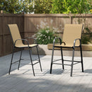 Outdoor Bar Stools Set of 2 29 Inch Fabric Bar Height Stools with Armrests by LJGDeals
