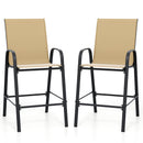 Outdoor Bar Stools Set of 2 29 Inch Fabric Bar Height Stools with Armrests