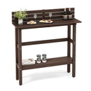 48 Inch Patio Pub Height Table with Storage Shelf and Adjustable Foot Pads by LJGDeals