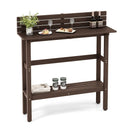 48 Inch Patio Pub Height Table with Storage Shelf and Adjustable Foot Pads by DirectDeals