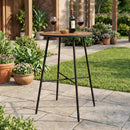 Outdoor Bar Table 41 inch Bar Height Patio Round Table with Acacia Wood Top and Metal Frame by LJGDeals