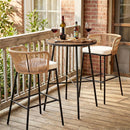 Outdoor Bar Table 41 inch Bar Height Patio Round Table with Acacia Wood Top and Metal Frame by LJGDeals